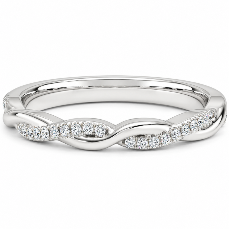 Draped Ribbon Infinity Pavé Moissanite Band - MS0894