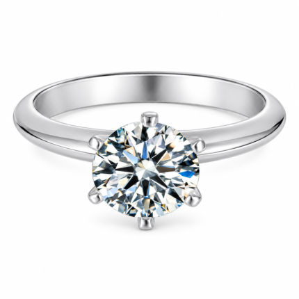 S925 1.5 CT Round-Cut Moissanite Solitaire Ring