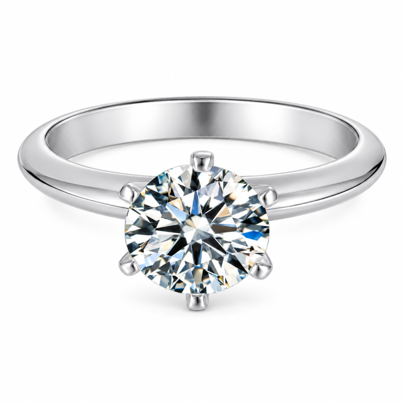 S925 1.5 CT Round-Cut Moissanite Solitaire Ring