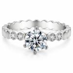 1 CT Honeycomb Accent Moissanite Ring - MS0912