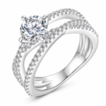 1 CT Triple-Shank Pavé Moissanite Ring - MS0915