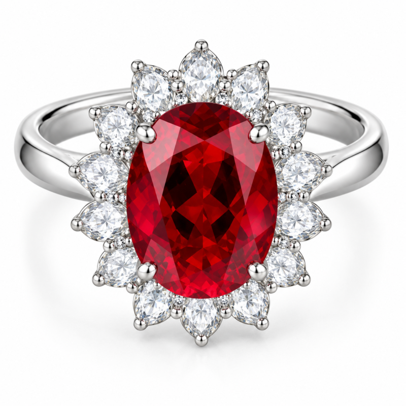 8 x 10 mm Center-Stone Moissanite Ring - MS0937
