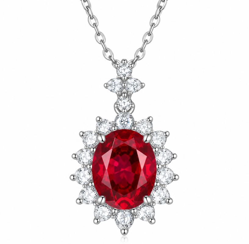 8 x 10 mm Center-Stone Moissanite Pendant Necklace - MS0939