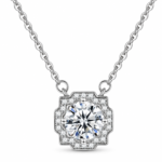 1 CT Double-Halo Moissanite Pendant Necklace - MS0949