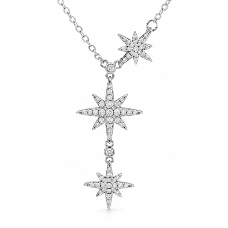 Luxury Starburst Moissanite Pendant Necklace - MS0951