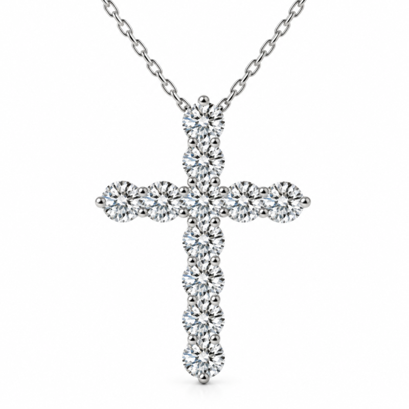 Large Cross Moissanite Pendant Necklace - MS0955