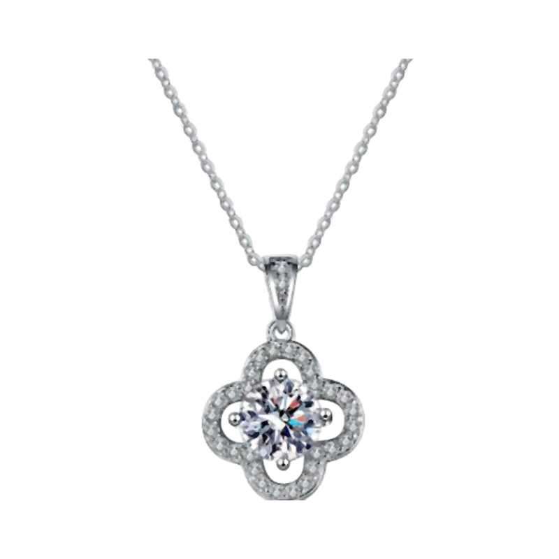 1 CT Clover Moissanite Pendant Necklace - MS0956