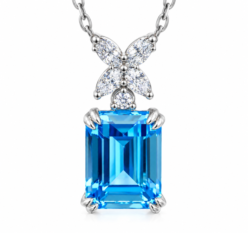 8 x 10 mm Center-Stone Moissanite Pendant Necklace - MS0962