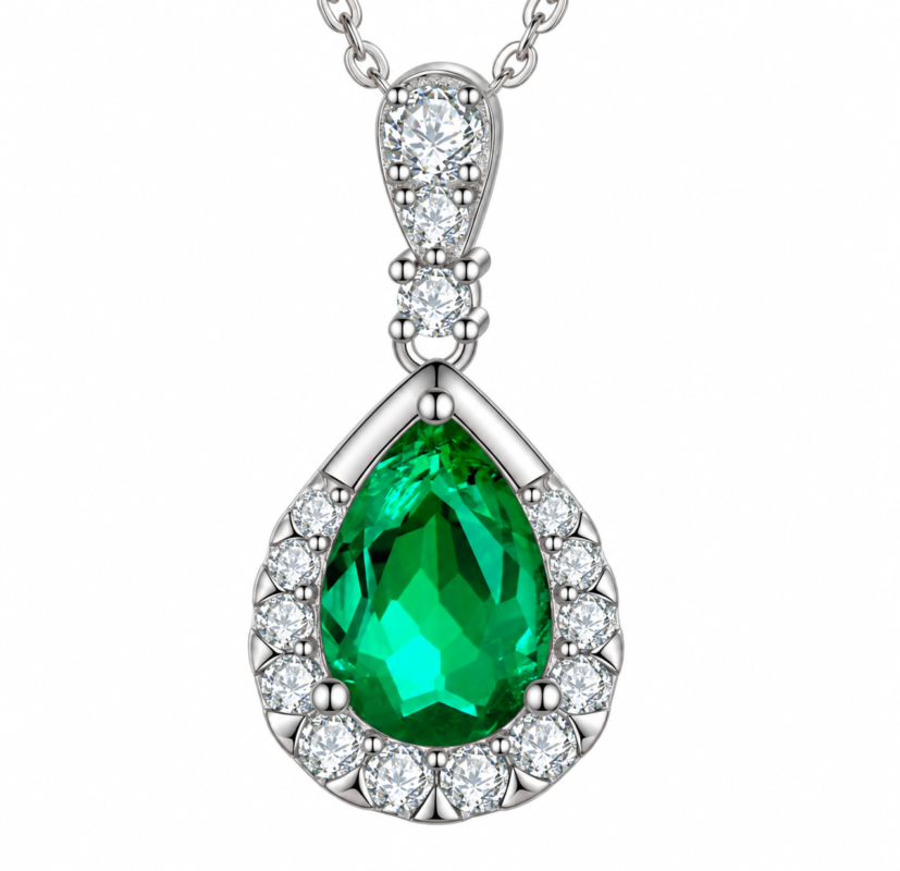 7 x 10 mm Center-Stone Moissanite Pendant Necklace - MS0963