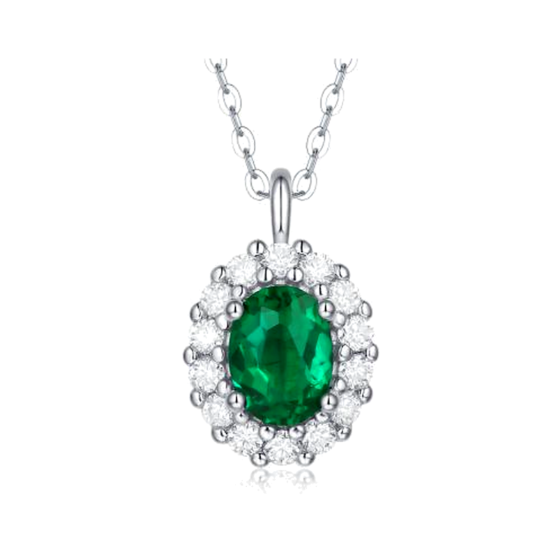 6 x 8 mm Center-Stone Moissanite Pendant Necklace - MS0964