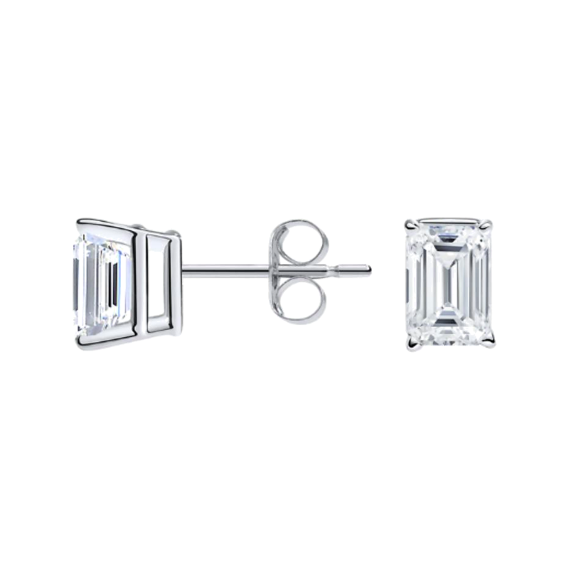 4 CT Emerald-Cut Moissanite Stud Earrings - MS0970