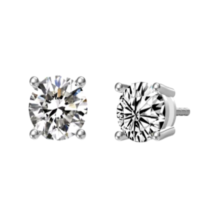 2 CT Classic Four-Prong Round Moissanite Stud Earrings - MS0979