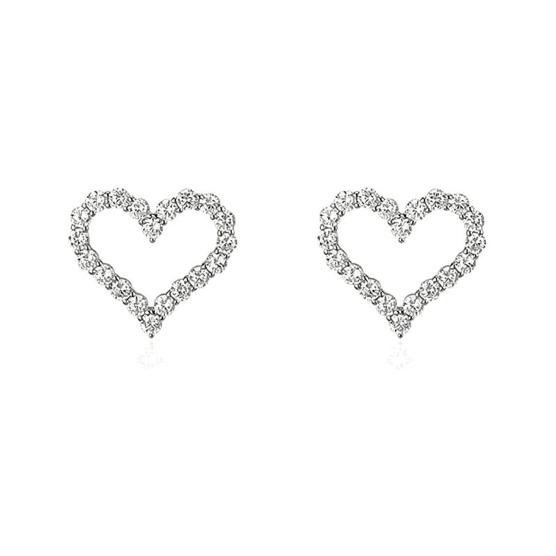 Open Heart Moissanite Stud Earrings - MS0980