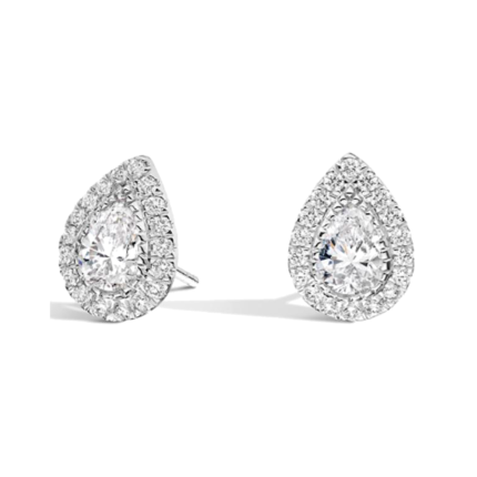 0.5 CT Pear-Cut Halo Moissanite Stud Earrings - MS0982