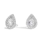 1 CT Pear-Cut Halo Moissanite Stud Earrings - MS0983
