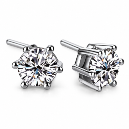 0.3 CT Classic Six-Prong Round Moissanite Stud Earrings - MS0984