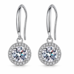0.5 CT Round Bezel Moissanite Drop Earrings - MS0989