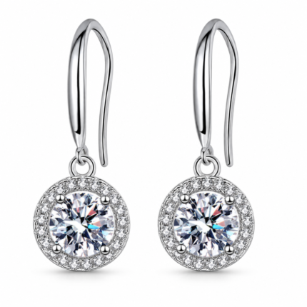 0.5 CT Round Bezel Moissanite Drop Earrings - MS0989