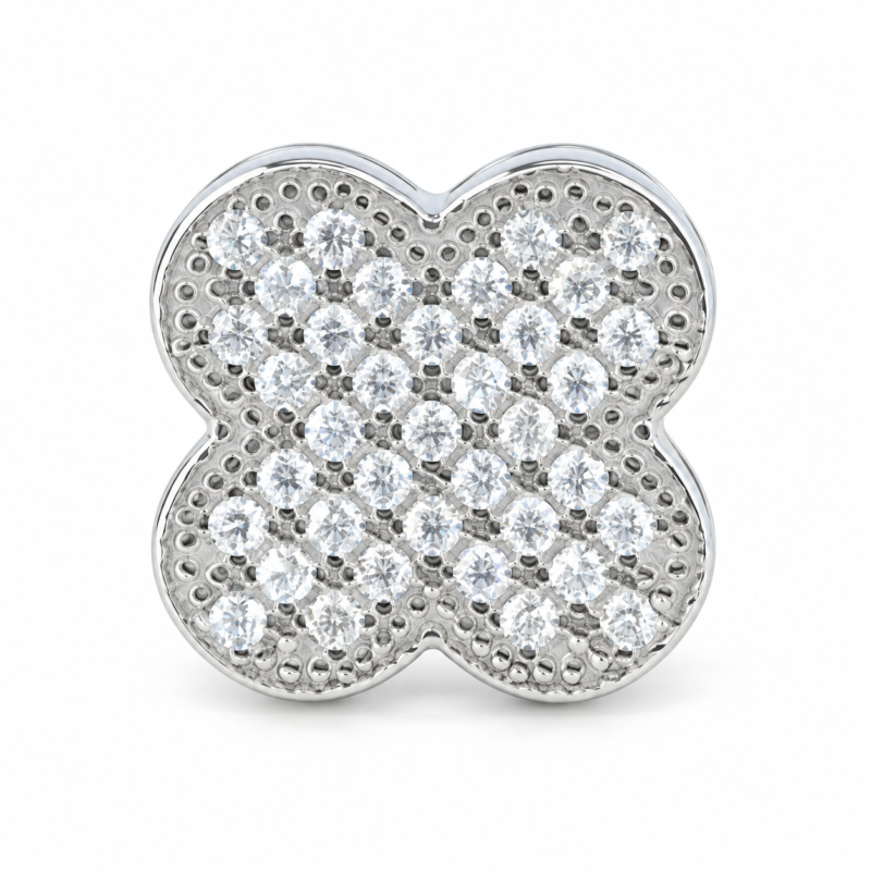 Pavé Clover Moissanite Stud Earrings - MS0991