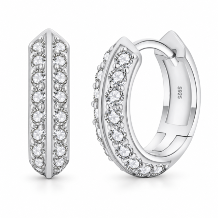 Pavé-Edge Moissanite Hoop Earrings - MS0992