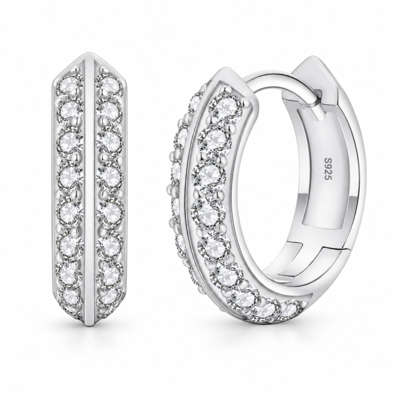 Pavé-Edge Moissanite Hoop Earrings - MS0992