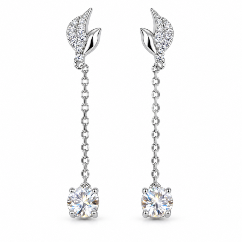 1 CT Angel Wing Moissanite Stud Earrings - MS0994