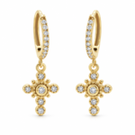 Baroque Cross Moissanite Drop Earrings - MS1000
