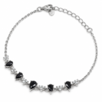 S925 Black Pear Cut Moissanite Floral Chain Bracelet