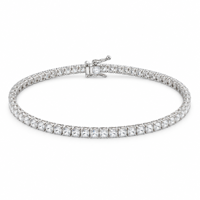 S925 Square Cut Cubic Zirconia Tennis Bracelet