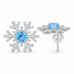 S925 Blue Topaz Snowflake Stud Earrings