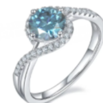 Klein Blue Moissanite Halo Ring - MS1017