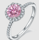Pink Moissanite Halo Engagement Ring - MS1020
