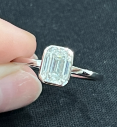 Emerald-Cut Moissanite Solitaire Ring - MS1021