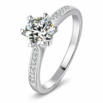 S925 1CT Round Cut Moissanite Six Prong Solitaire Engagement Ring