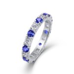 Blue & White Moissanite Eternity Band in S925 Sterling Silver