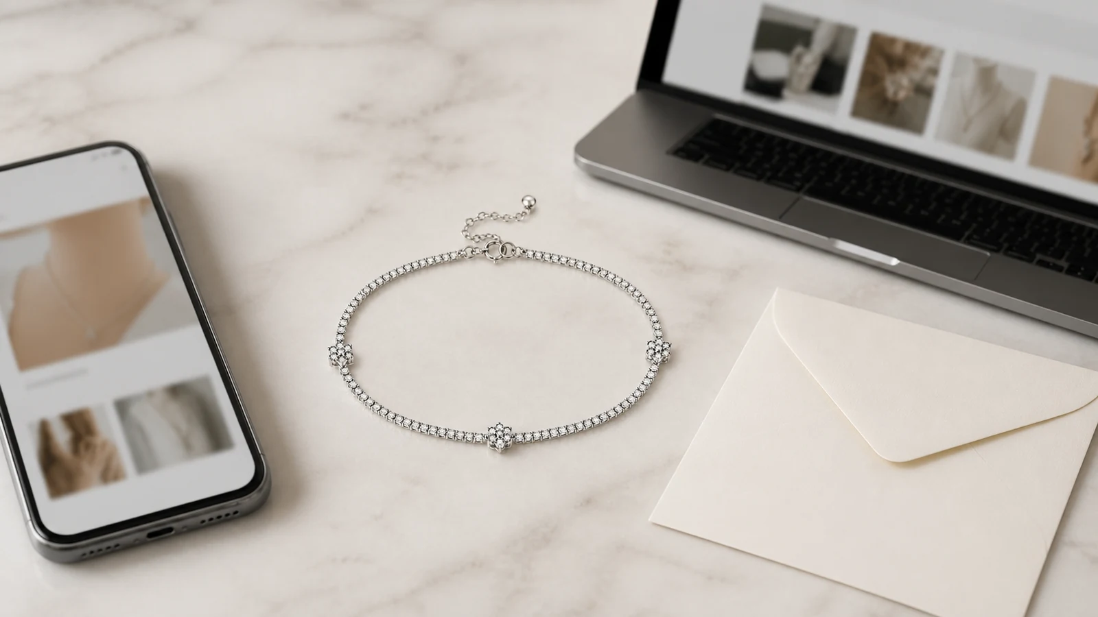 MS0105 bracelet with phone, laptop, and envelope for checking coupon sources