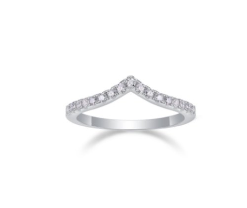 S925 Sterling Silver V-Shaped Moissanite Chevron Stackable Ring