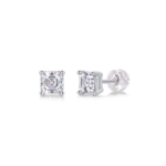 S925 Sterling Silver Square Cut Moissanite Stud Earrings