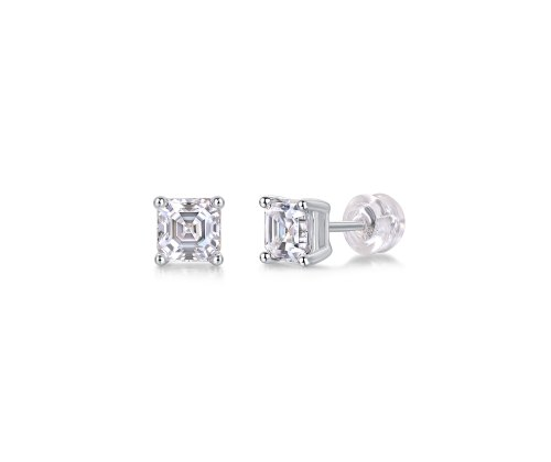 S925 Sterling Silver Square Cut Moissanite Stud Earrings