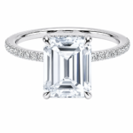 2 Carat Emerald Cut Moissanite Engagement Ring – 925 Sterling Silver Solitaire Ring