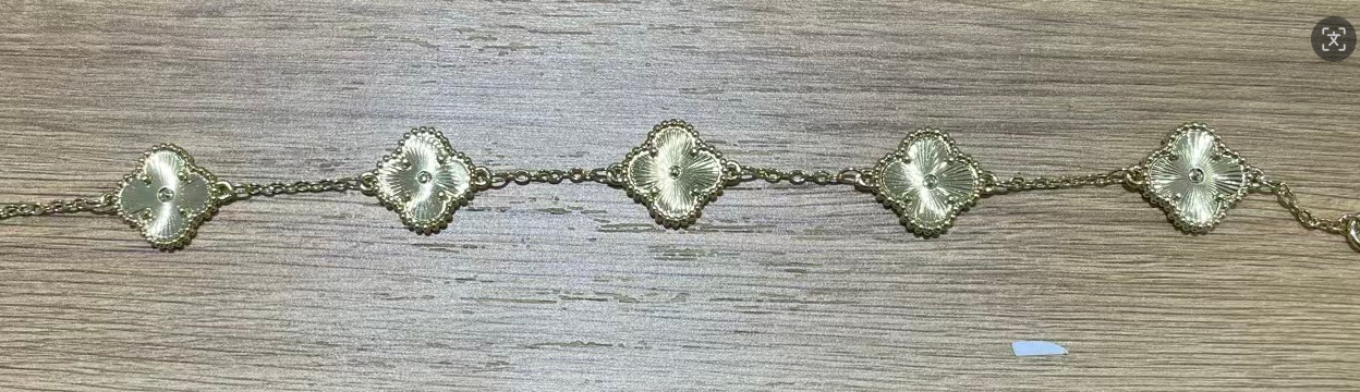 S925 Sterling Silver Five-Clover Bracelet with 14K Gold Plating