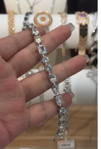 Mixed-Cut Sparkle Copper Tennis Bracelet