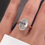 S925 Sterling Silver 3CT Oval-Cut Moissanite Solitaire Ring with 14K Gold Plating
